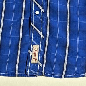 Rafter C Cowboy Collection Shirt BluePlaid Cotton Pearl Snap Long Sleeve Size XL